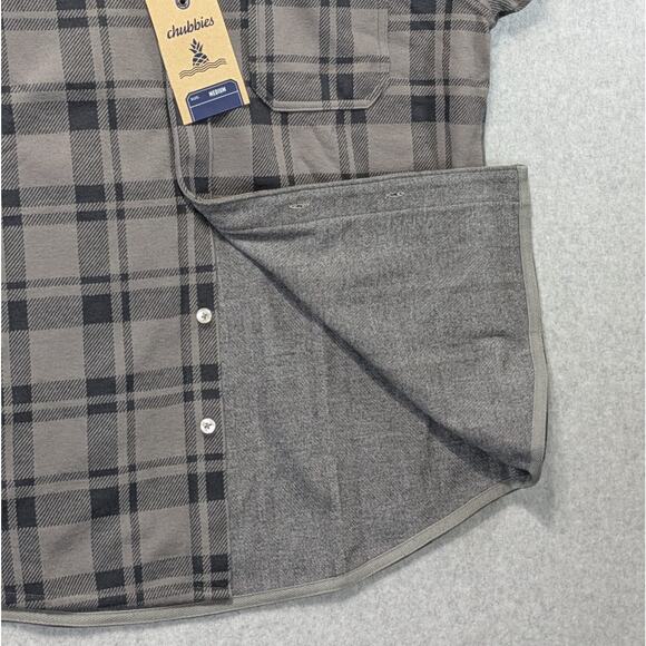 NWT Chubbies The Iron Curtain Plaid Flannel Overshirt Mens M Gray Black - Picture 12 of 12